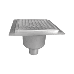 Golvbrunn med gallermått 220x220mm bottenutlopp 75mm 1500kg