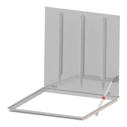 Plan lucka i aluminium med C1-ram och locket uppställt