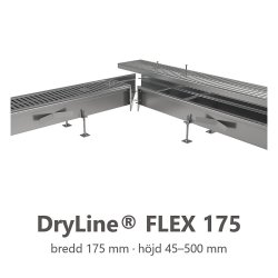 DryLine® FLEX 175 markränna i rostfritt stål, bredd 175 mm