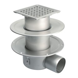 Justerbar kvadratisk duschbrunn med 2 flänsar 145x145mm BLÜCHER