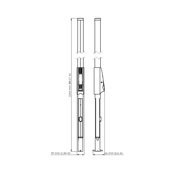 Ritning WG-1 Teleskopisk monteringsstång, längd 220-400 cm