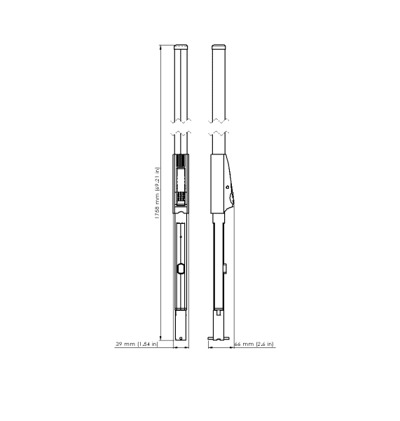 Ritning Verktyg WG-2 Teleskopisk monteringsstång, längd 170-300 cm