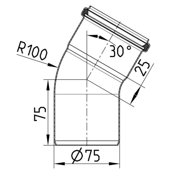 Måttskiss BÖJ 30° - (820.030.075)