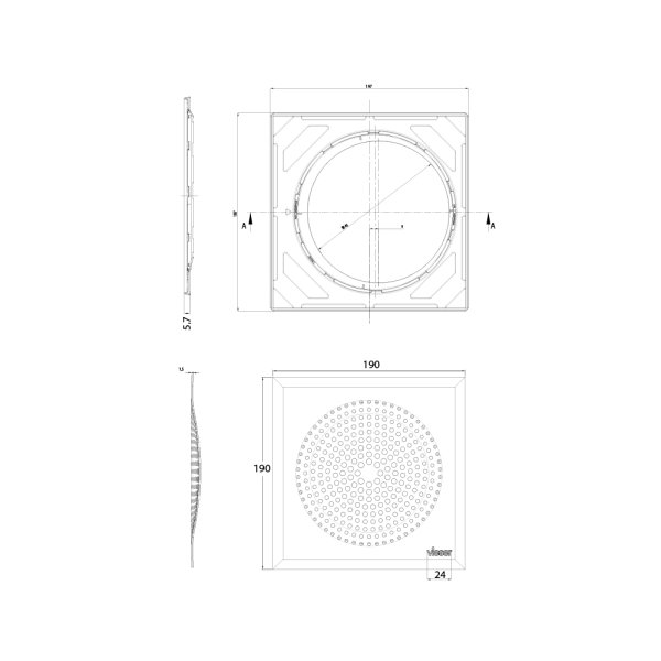 Ritning Klinkerram Vieser Modern rostfri med justerbar ram 197×197