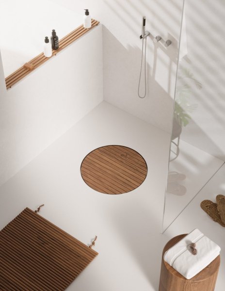 Vieser Elegant Dot med sil i Kebony i dusch