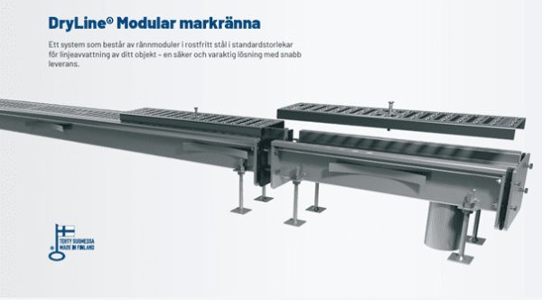 DryLine Modular markränna i rostfritt stål