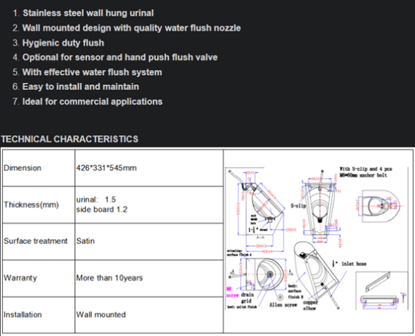 Måttskiss Piss1 Urinal