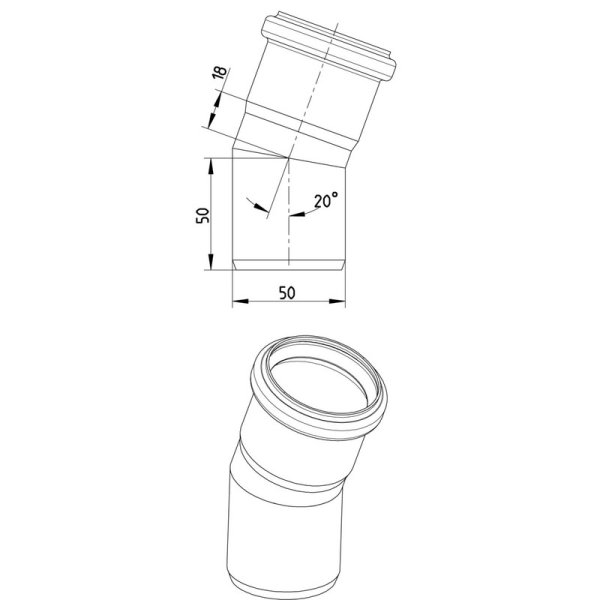 Måttskiss Böj 20° BLÜCHER