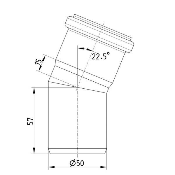 Måttskiss Böj 22,5° BLÜCHER