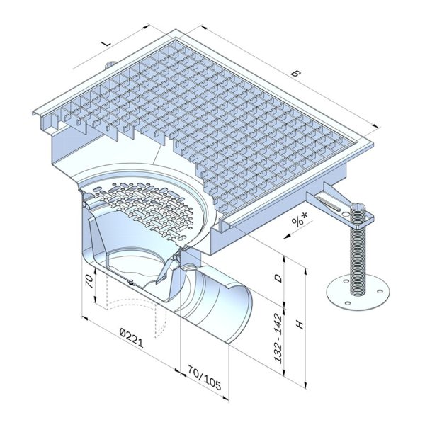 Måttritning Entrébrunn FURO056 600x400 mm