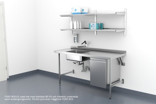 Hygienbänk på benbock FURO 905-01 – måttskiss 1