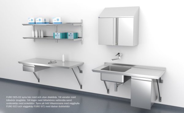 Hygienbänk på konsoler FURO 905-02 – måttskiss 1