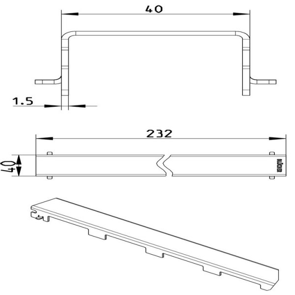 Måttskiss Galler Line Copenhagen 300 50x300mm BLÜCHER