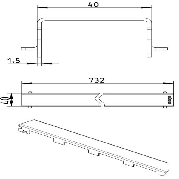 Måttskiss Galler Line Copenhagen 800 50x800mm BLÜCHER