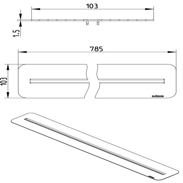 Måttskiss Galler Line Copenhagen plastmatta 800 103x800mm BLÜCHER