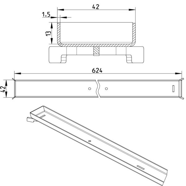 Måttskiss Galler Line Tokyo 700 50x700mm BLÜCHER