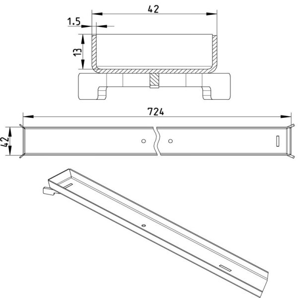 Måttskiss Galler Line Tokyo 800 50x800mm BLÜCHER