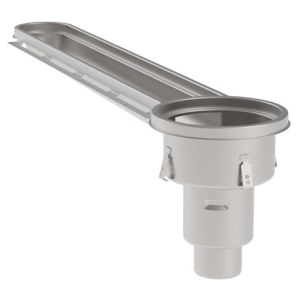 Hygienränna BLÜCHER HygienicPro 150 mm med gavelutlopp, låg modell