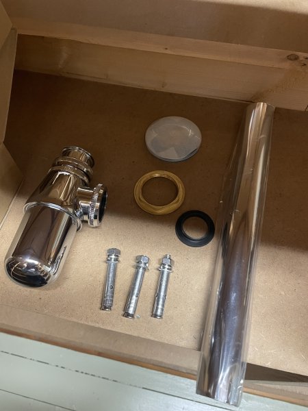 Tvättställ i rostfritt med stativ, vattenlås och bottenventil 500 × 408 × 800 mm