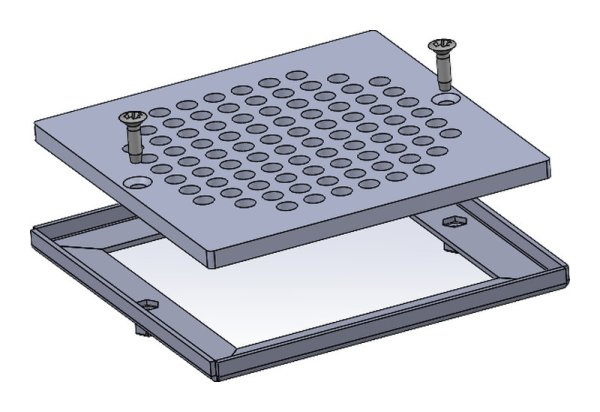 Klinkerram Industri 200x200mm M125 låsbart galler i rostfritt stål