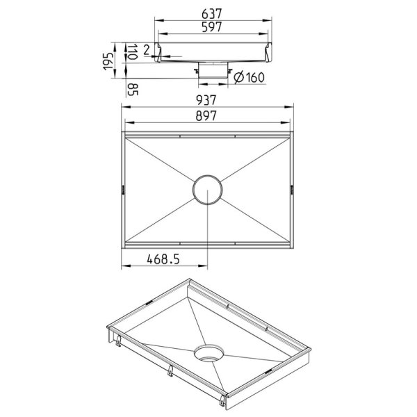 Måttskiss Köksbrunn 600x900 BLÜCHER