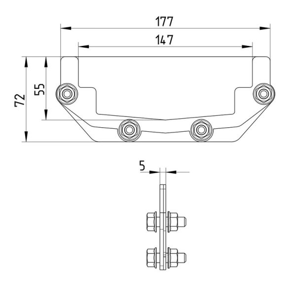 Måttskiss Linea ränna gavelplåt 150mm BLÜCHER