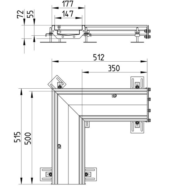 Måttskiss Linea ränna hörna 150mm BLÜCHER