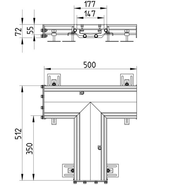 Måttskiss Linea ränna T-sektion 150mm BLÜCHER