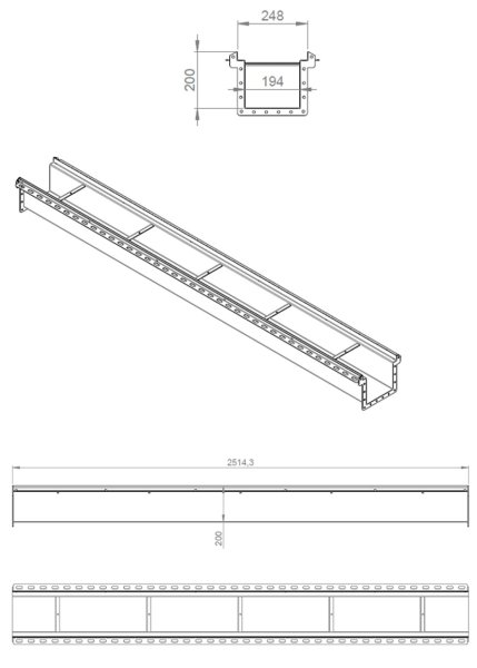 Måttskiss Modul HC 2500mm