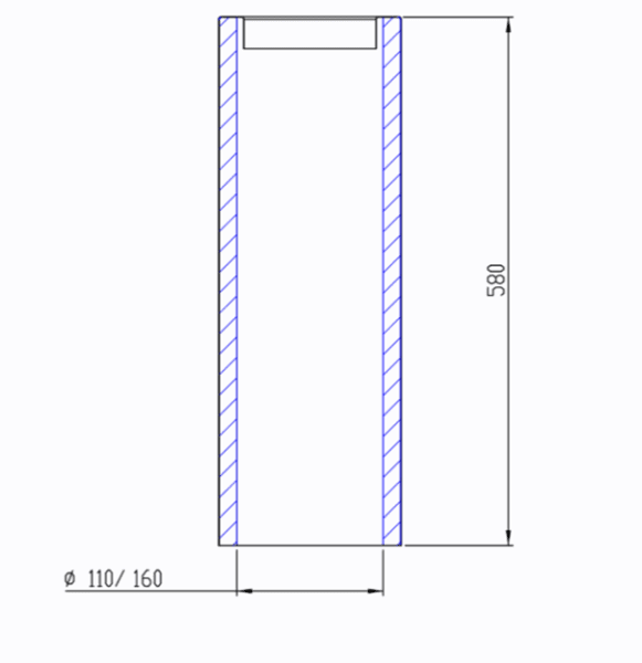 Måttskiss Frysskydd för ventilationsrör (till- och frånluft)