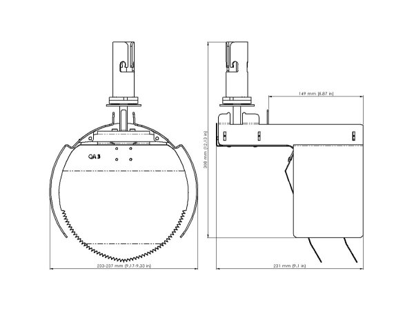 Måttskiss – Råttstopp TX11 250 PVC för Tegra- och Pipelife-brunn