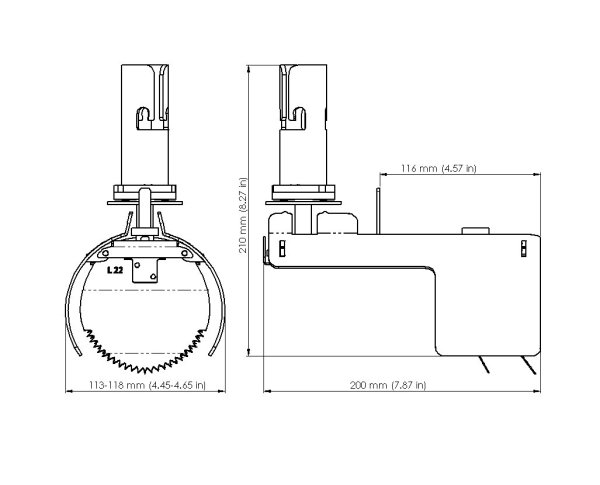 Måttskiss – Råttstopp TX11 LOCK 125 PVC