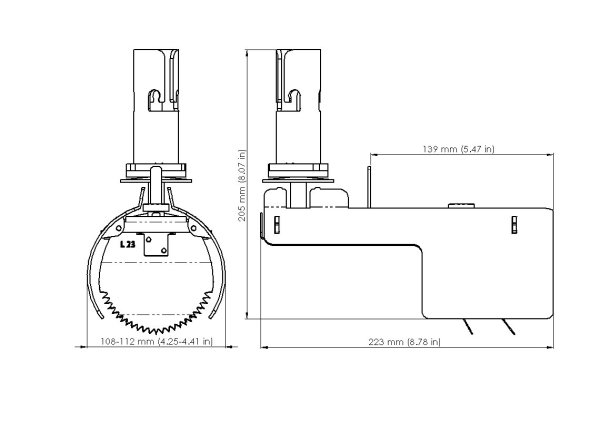 Måttskiss – Råttstopp TX11 LOCK 125 PVC, Reline