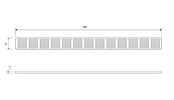 Måttskiss Unidrain ClassicLine galler Stripe