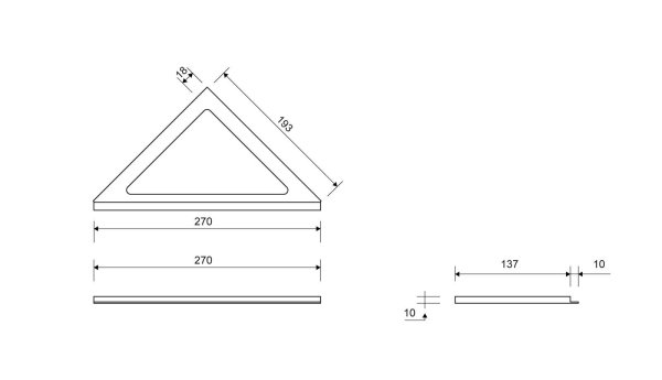 Måttskiss Unidrain ClassicLine ram, hörnavlopp