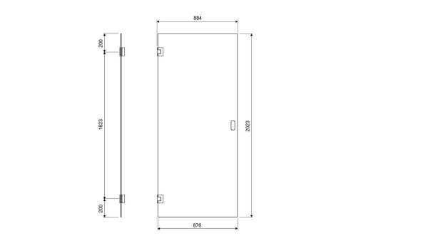 Måttskiss Unidrain GlassLine duschdörr 5400 transparent
