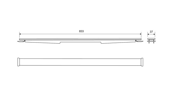 Måttskiss Unidrain HighLine panel koppar