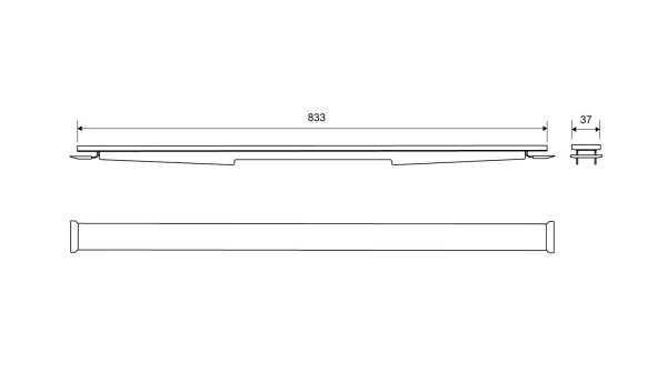 Måttskiss Unidrain HighLine panel svart
