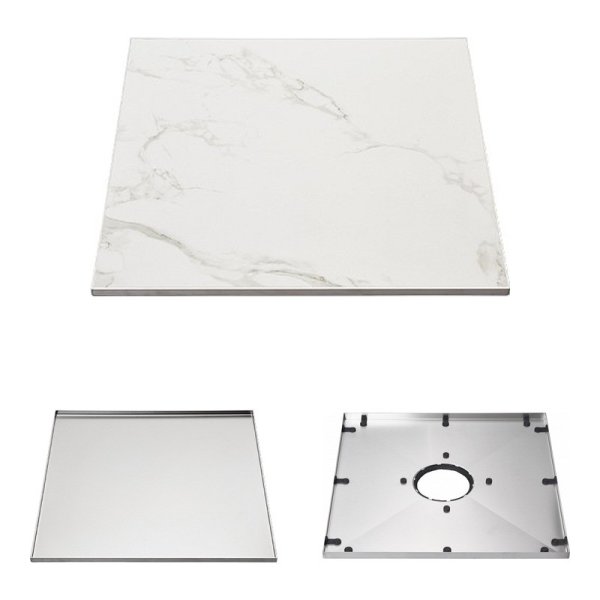 Vieser Majestic Square 600x600, tile insert klinkerram och brunnsränna